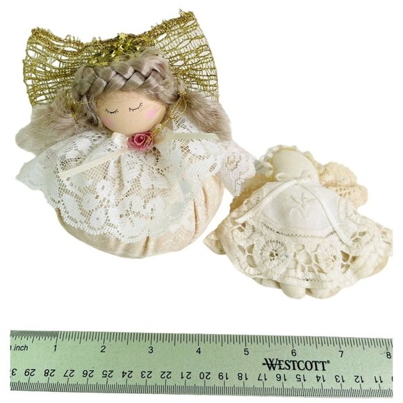 20 Angel Ornaments Vintage Capiz Shell Stained & Blown Glass Porcelain Crystal - Picture 8 of 12